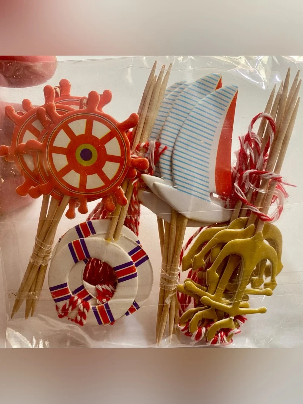 80 Nautical Themed Cupcake Toppers, Sailor Style Party Picks, New